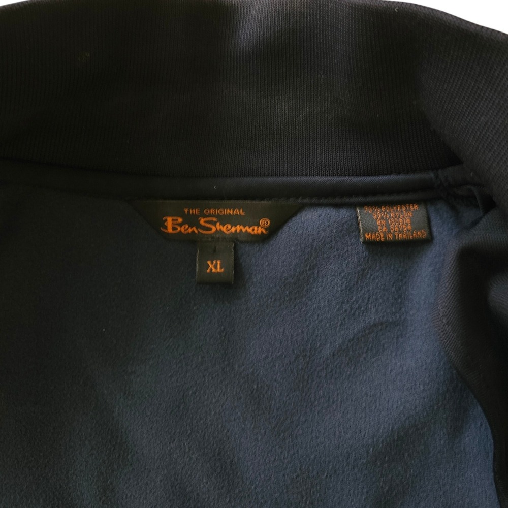 Ben Sherman Quilted Panel Track Jacket Navy Full Zip Bomber XL Elbow Patches - Picture 4 of 6